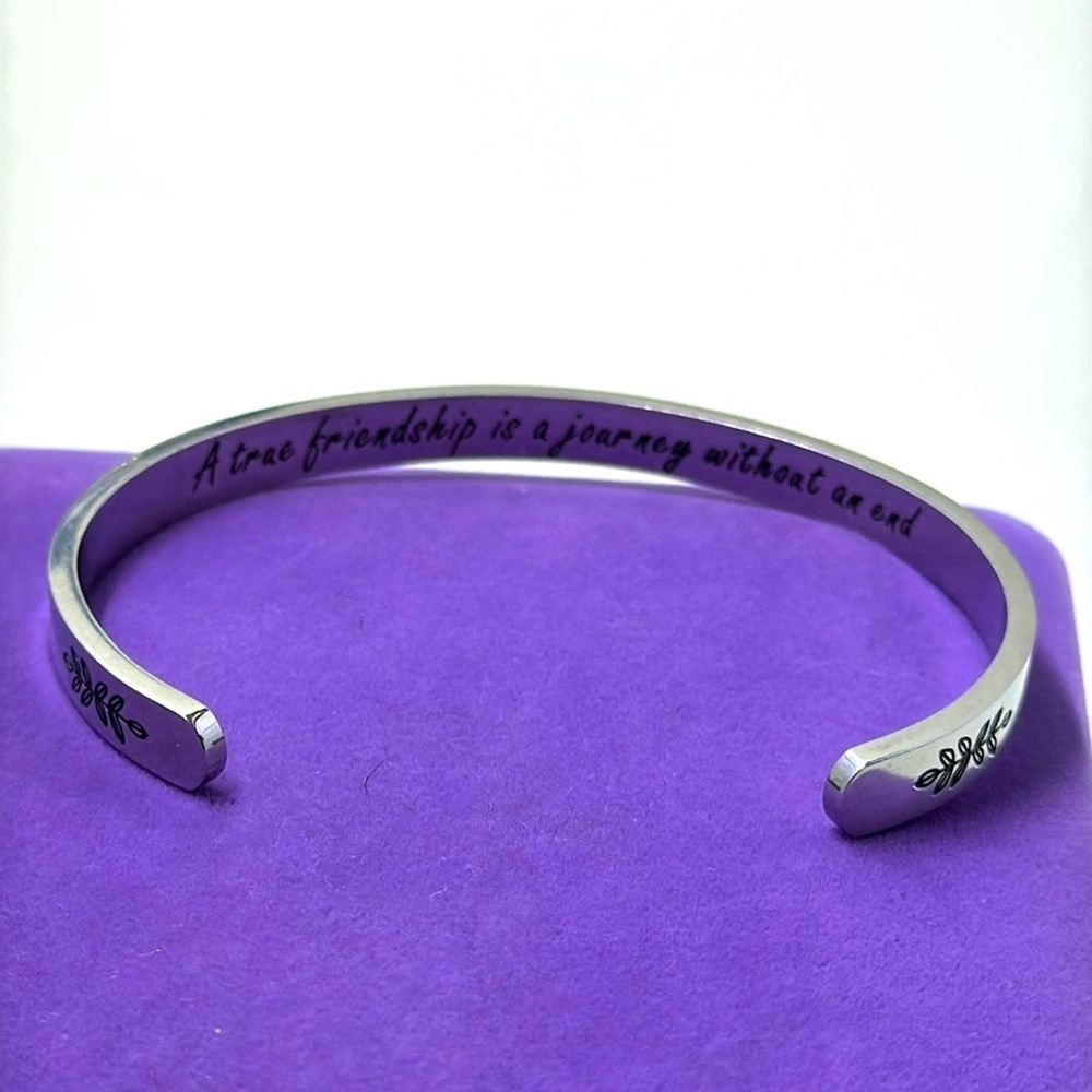 💛 Silvertone Friendship, Cuff Bracelet